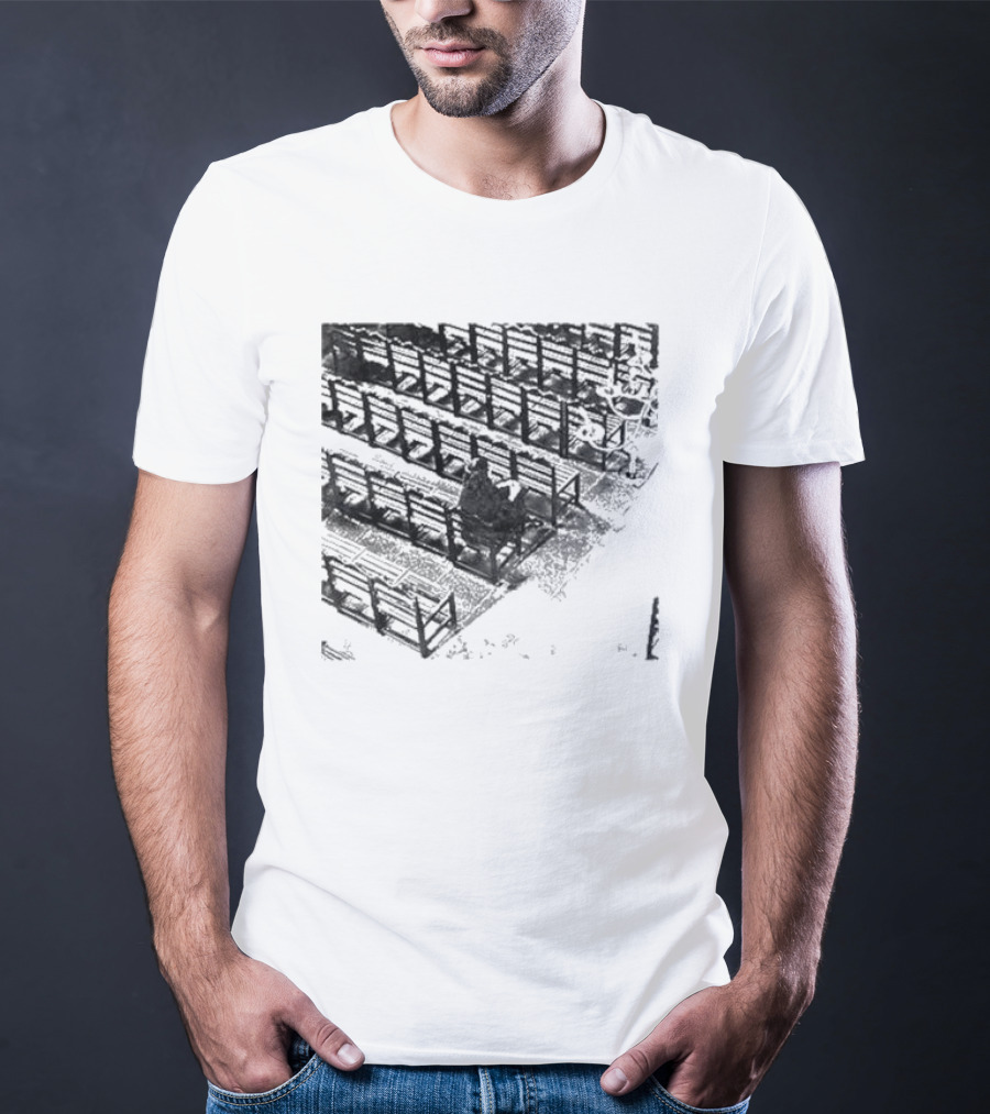 Zarathustra Denisa-St Bernadette Church Pew Monochrome T-Shirt