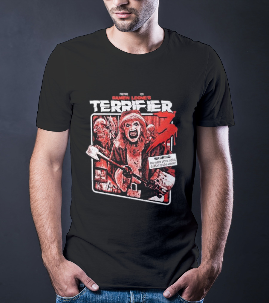 Prepare For Damien Leone's Terrifier 3 Warning Graphic Violence T-Shirt