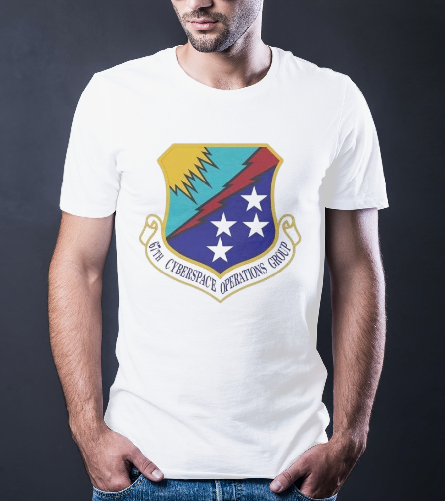 67th Cyberspace Operations Group Emblem With Stars And Lightning Bolt T-Shirt