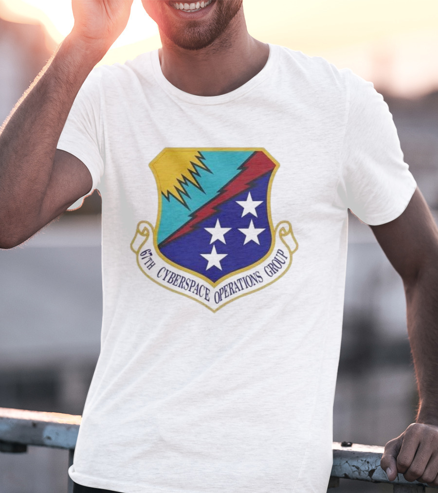 67th Cyberspace Operations Group Emblem With Stars And Lightning Bolt T-Shirt