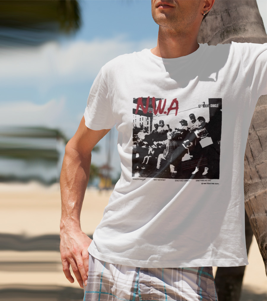 N.W.A 1988 Gangsta Gangsta Maxi-Single 12 Inch Quiet On Tha Set Compton Rap Music T-Shirt