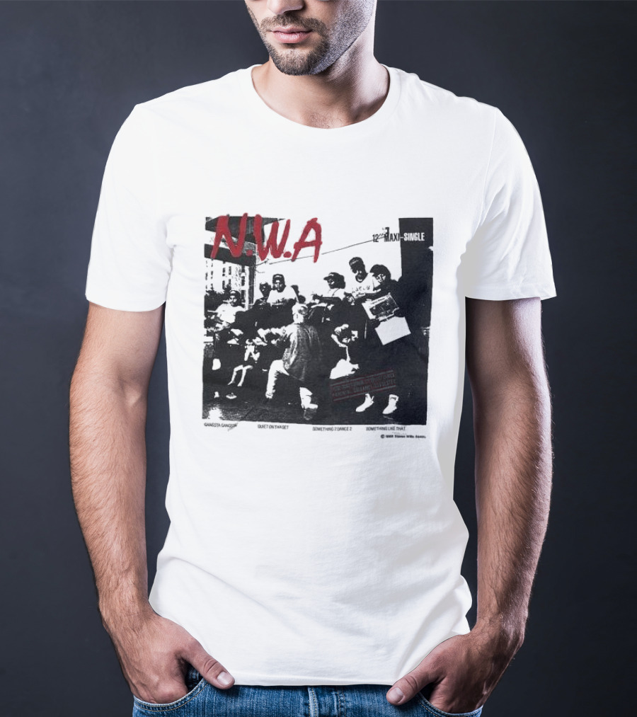 N.W.A 1988 Gangsta Gangsta Maxi-Single 12 Inch Quiet On Tha Set Compton Rap Music T-Shirt