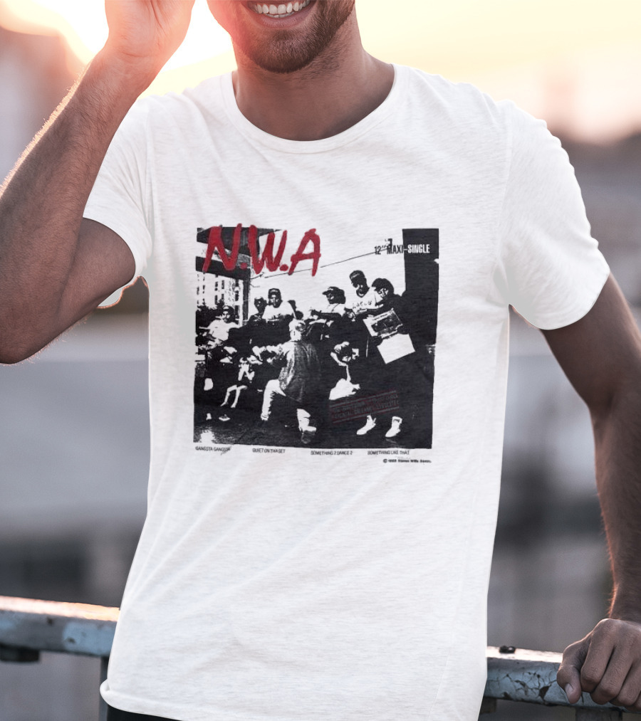 N.W.A 1988 Gangsta Gangsta Maxi-Single 12 Inch Quiet On Tha Set Compton Rap Music T-Shirt