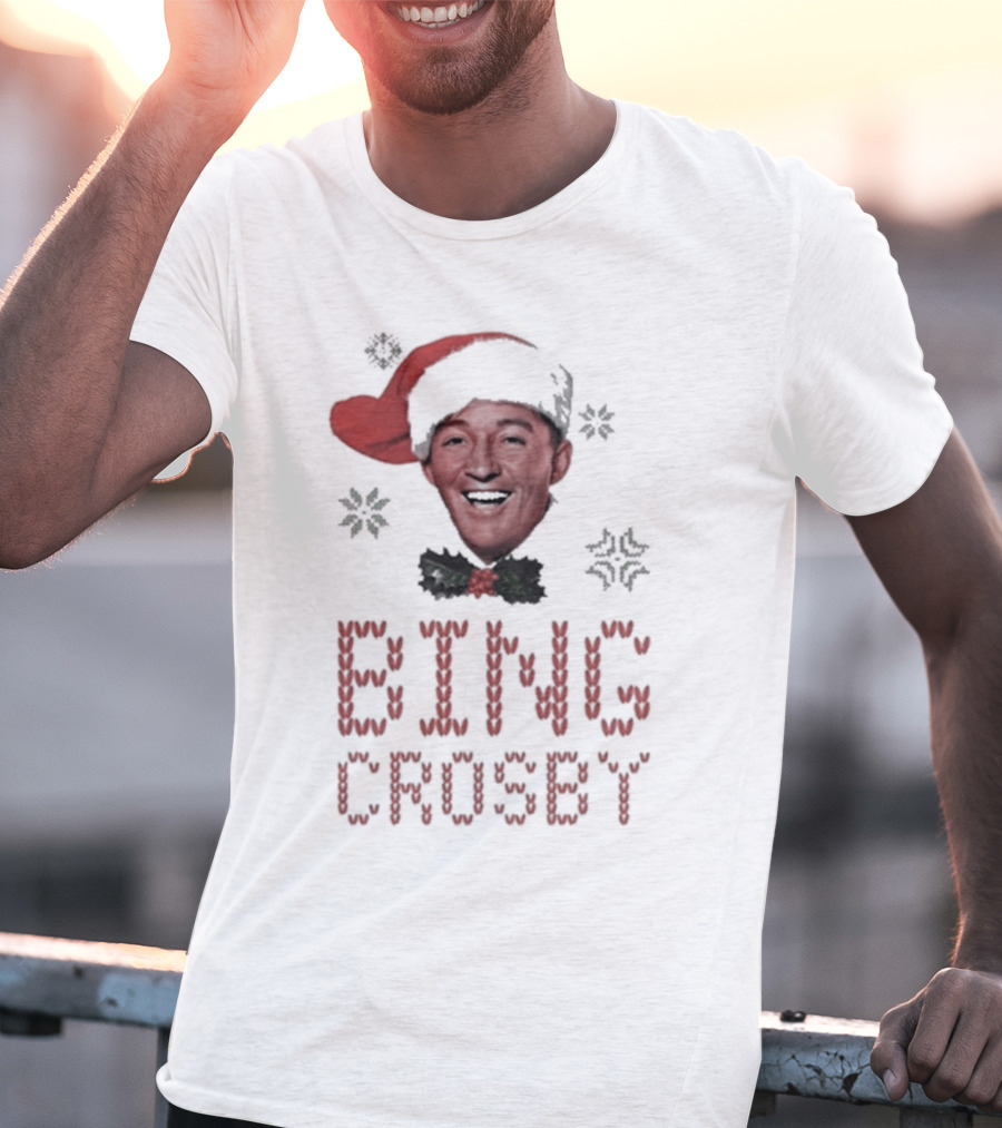 Bing Crosby Jolly Christmas Santa Hat Smiling Face T-Shirt