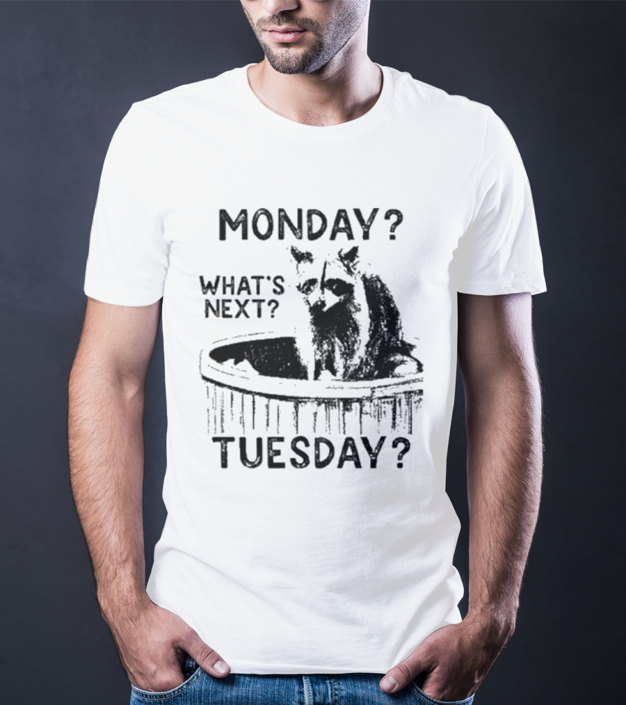 Monday What's Next Tuesday Raccoon Wood Tub T-Shirt