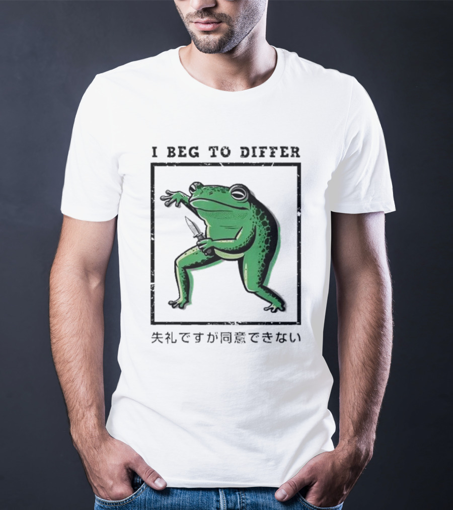 I Beg To Differ Frog Japanese Frog With Knife T-Shirt