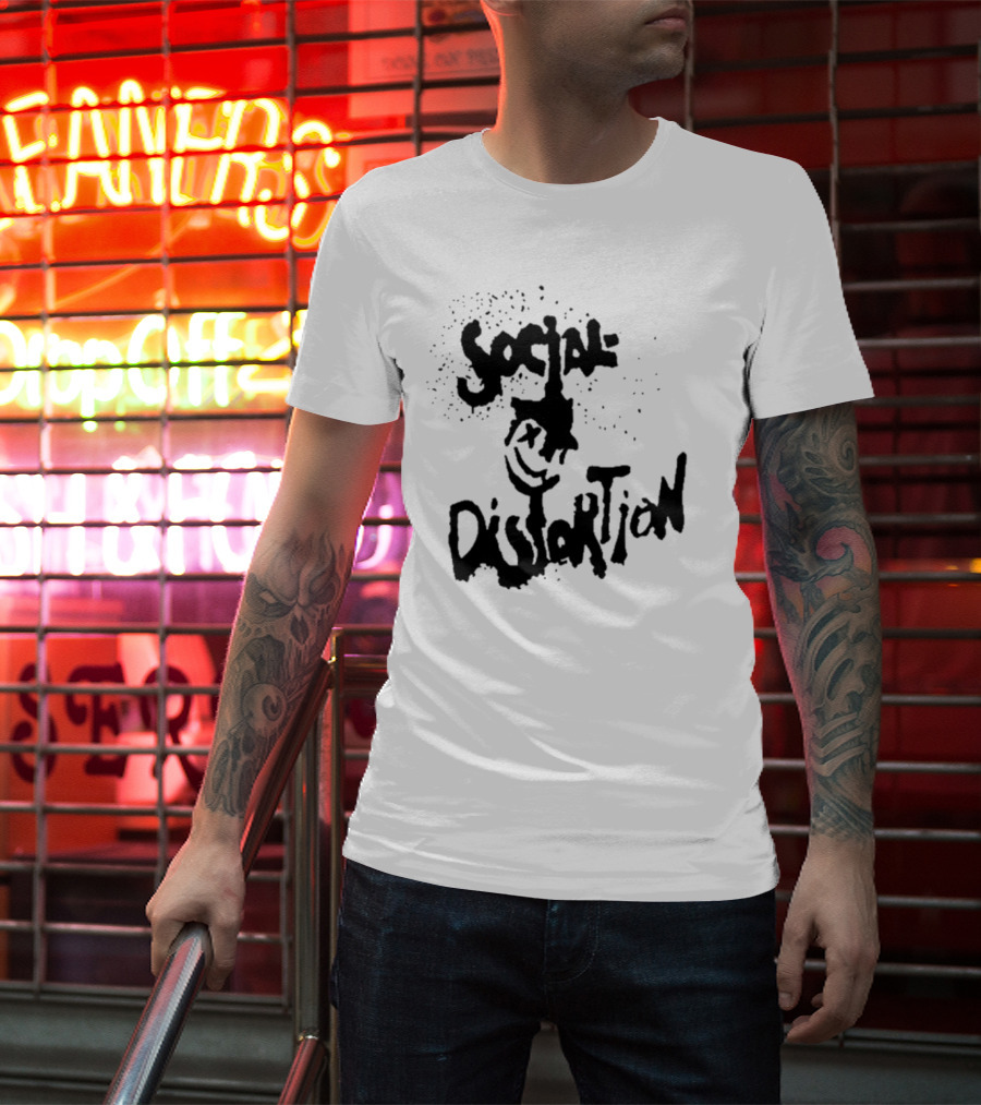 Social Distortion Smiley Logo Black Splatter T-Shirt