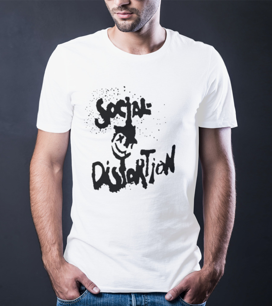 Social Distortion Smiley Logo Black Splatter T-Shirt