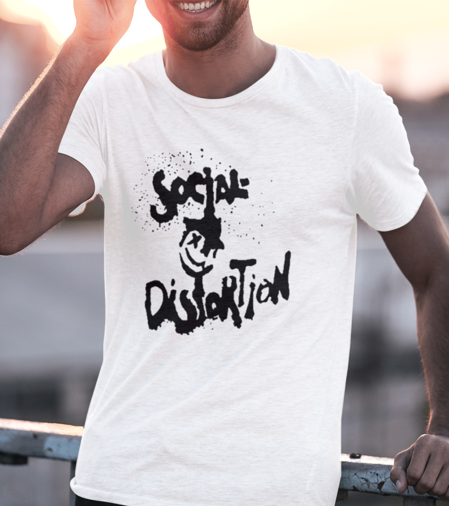 Social Distortion Smiley Logo Black Splatter T-Shirt