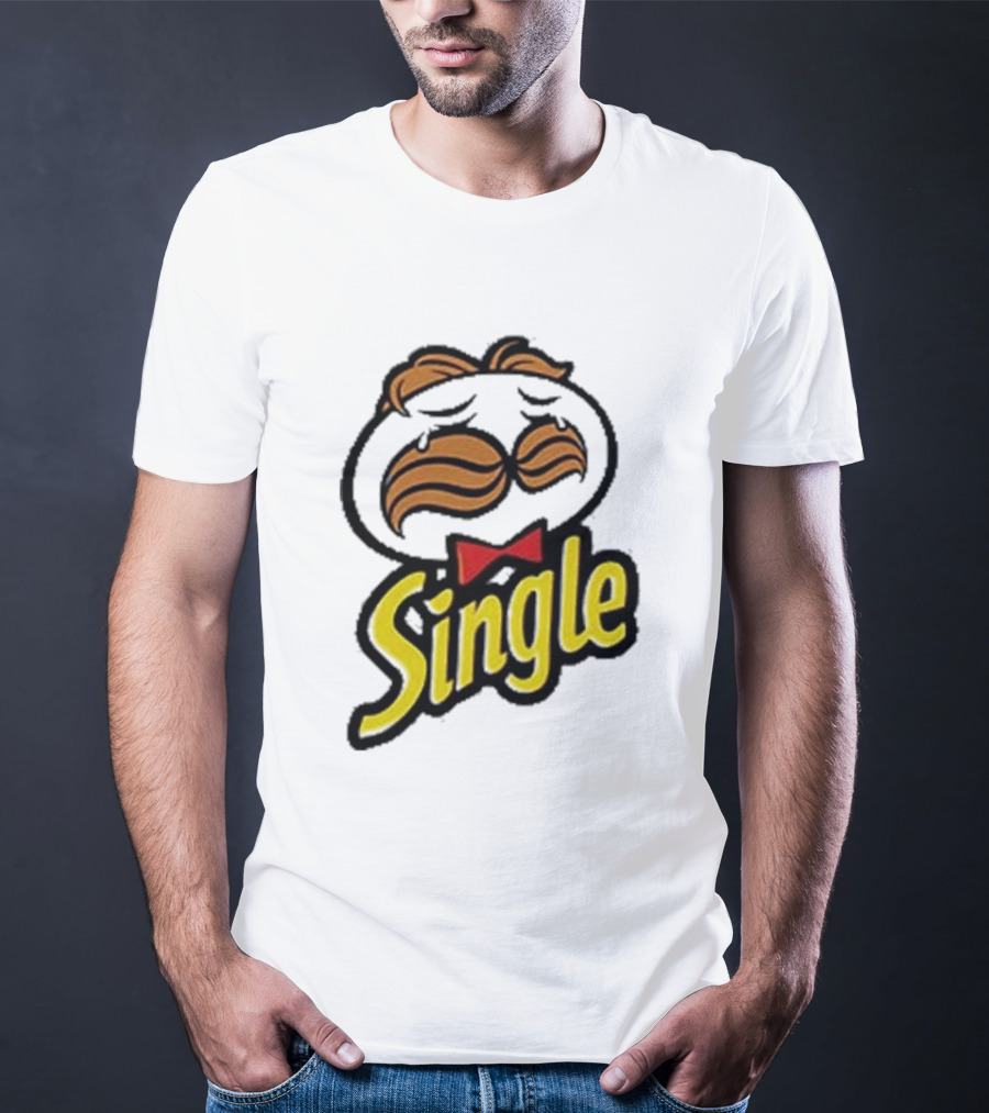 Single Pringle Crying Icon With Mustache And Red Bowtie T-Shirt