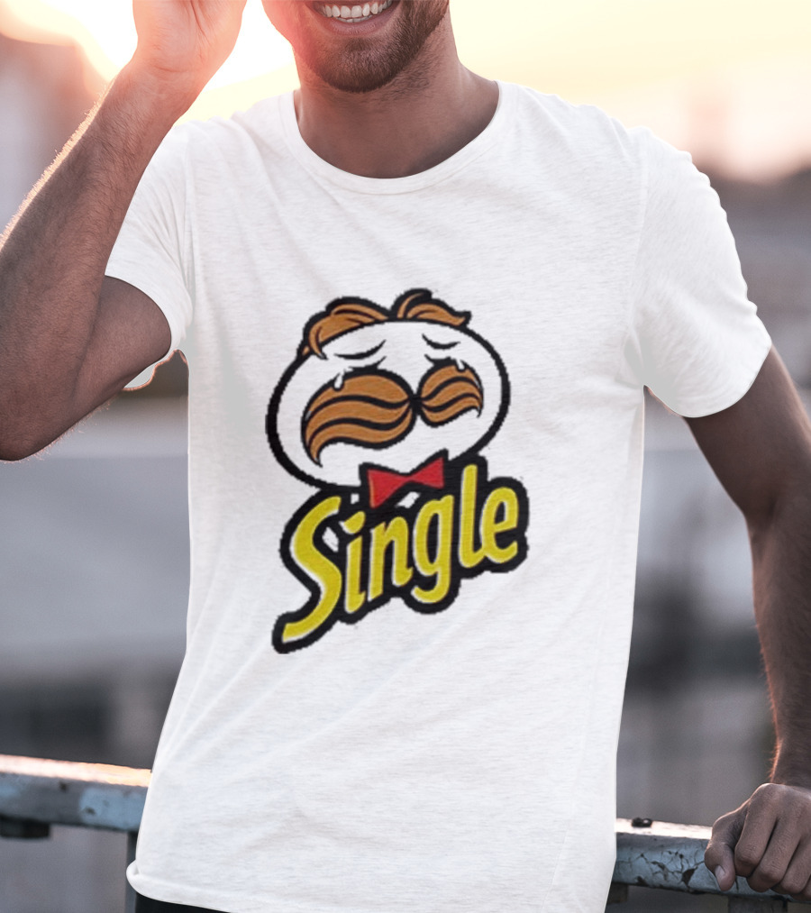 Single Pringle Crying Icon With Mustache And Red Bowtie T-Shirt
