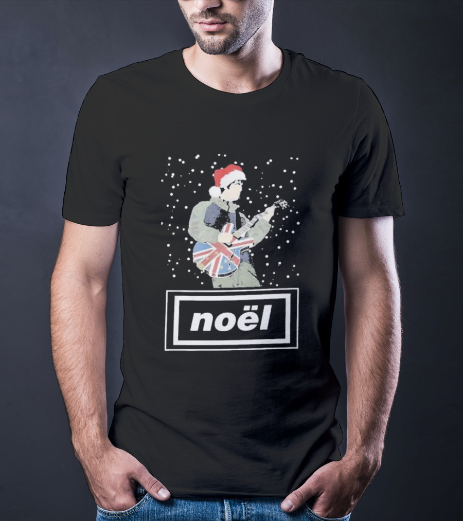 Oasis Noel Christmas Santa Guitar Union Jack T-Shirt