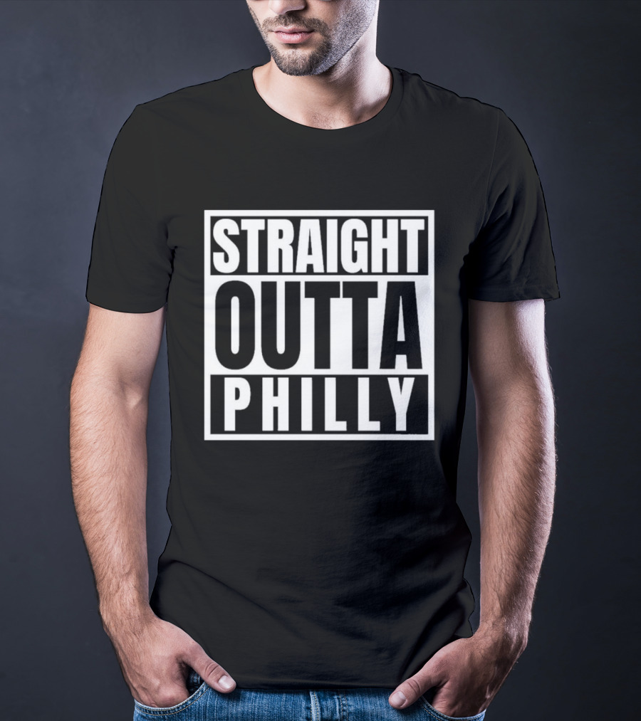 Straight Outta Philly Black White Bold Text Box T-Shirt