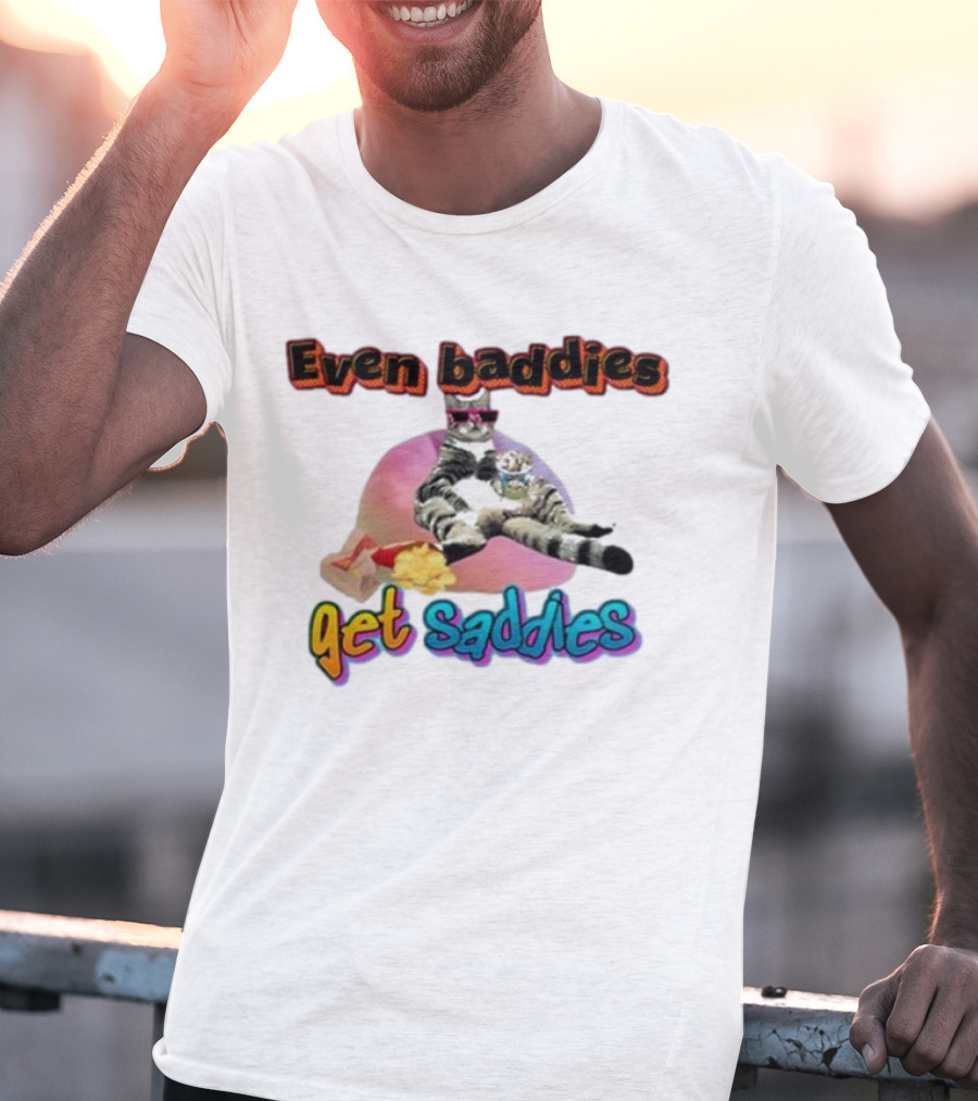 Even Baddies Get Saddies Cat Potato Chips Funny Ryan Primer T-Shirt