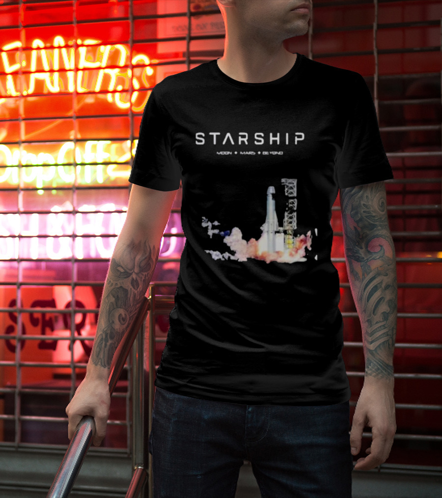 Starship Moon Mars Beyond 2025 Launch Rocket Vision T-Shirt