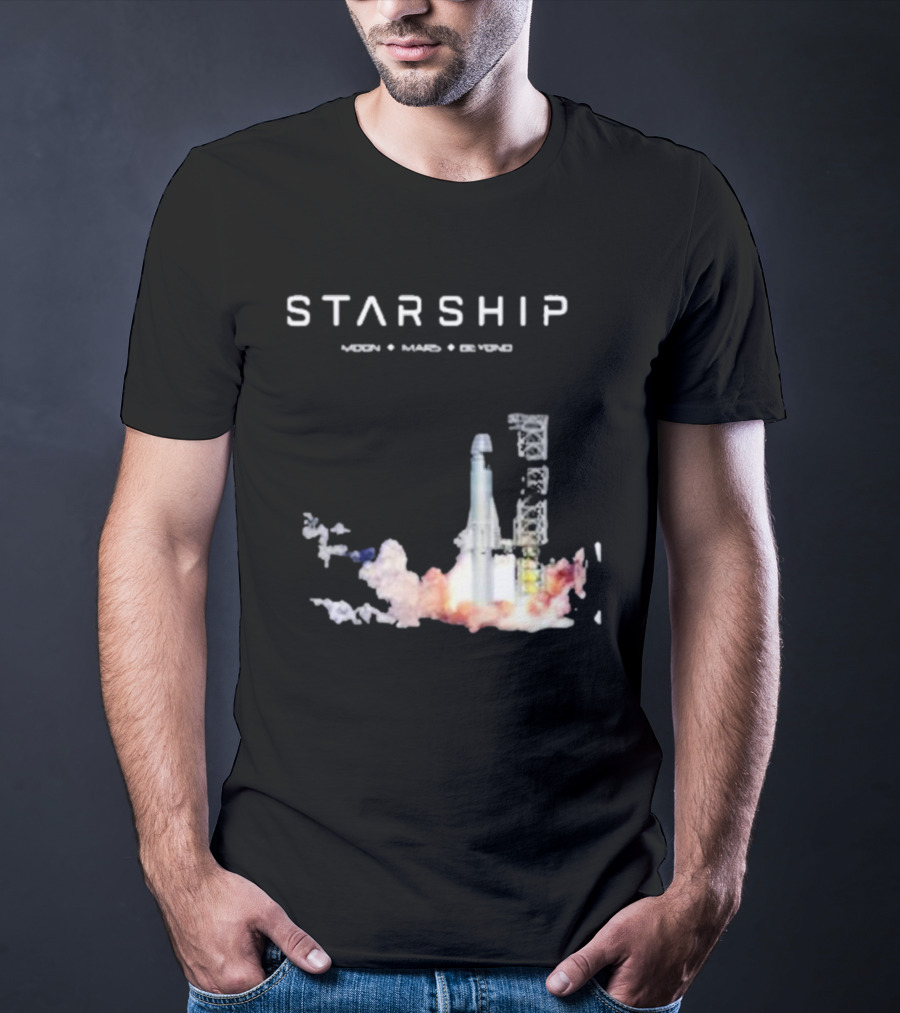 Starship Moon Mars Beyond 2025 Launch Rocket Vision T-Shirt