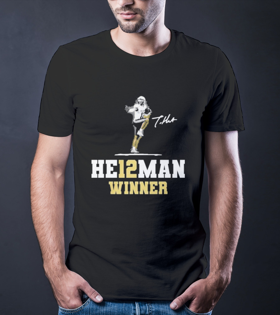 HE12MAN Winner Travis Hunter Signature Football T-Shirt