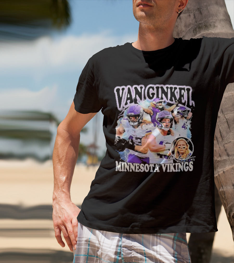 Van Ginkel Minnesota Vikings Football Action Montage T-Shirt