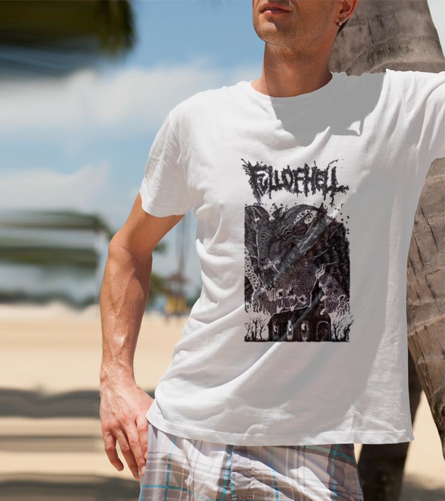 Full Of Hell Demon Goat Over Church Scene T-Shirt