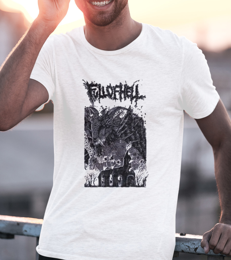 Full Of Hell Demon Goat Over Church Scene T-Shirt
