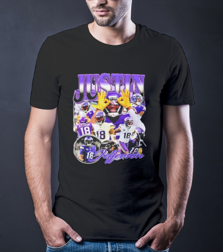 Justin Jefferson Wide Receiver 18 Minnesota Vikings Football Player T-Shirt