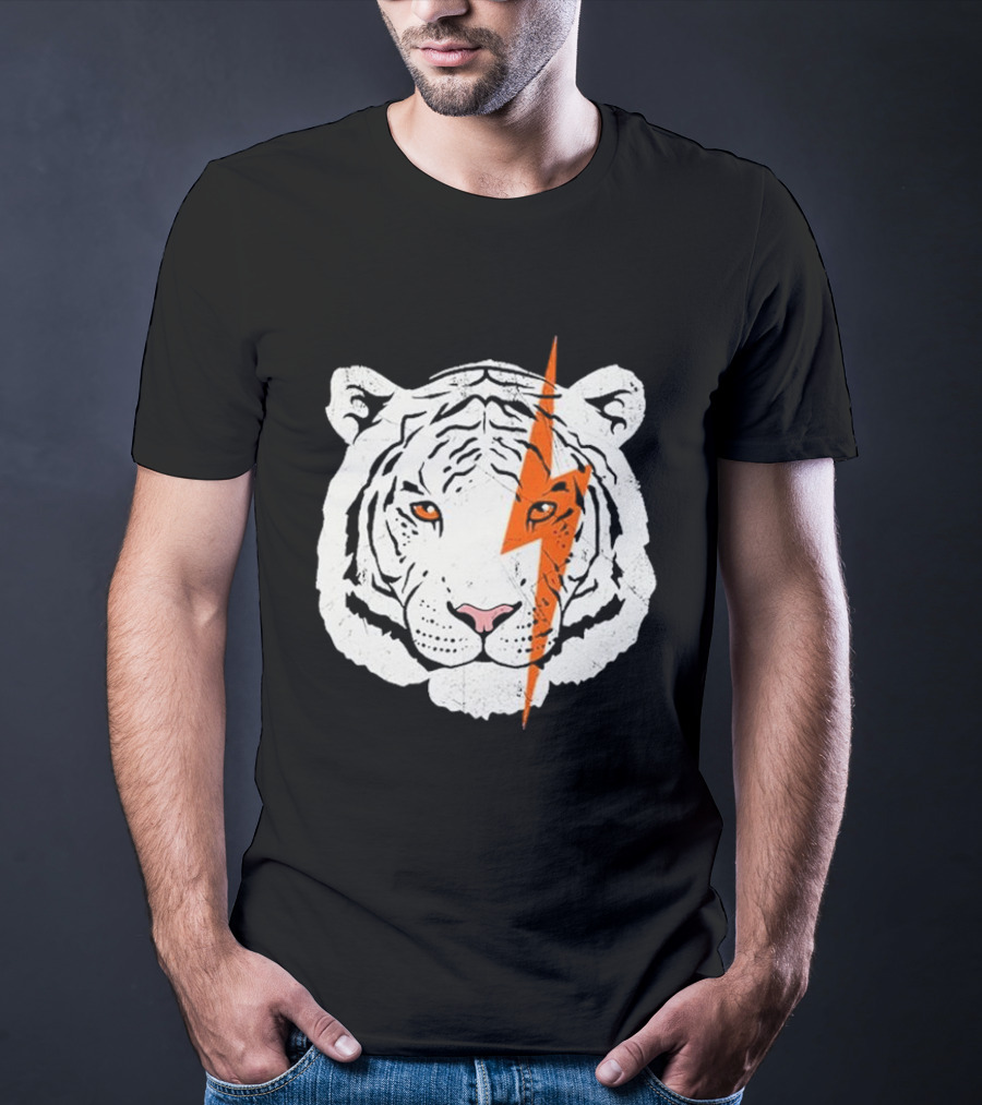 White Tiger Lightning Bolt Face T-Shirt