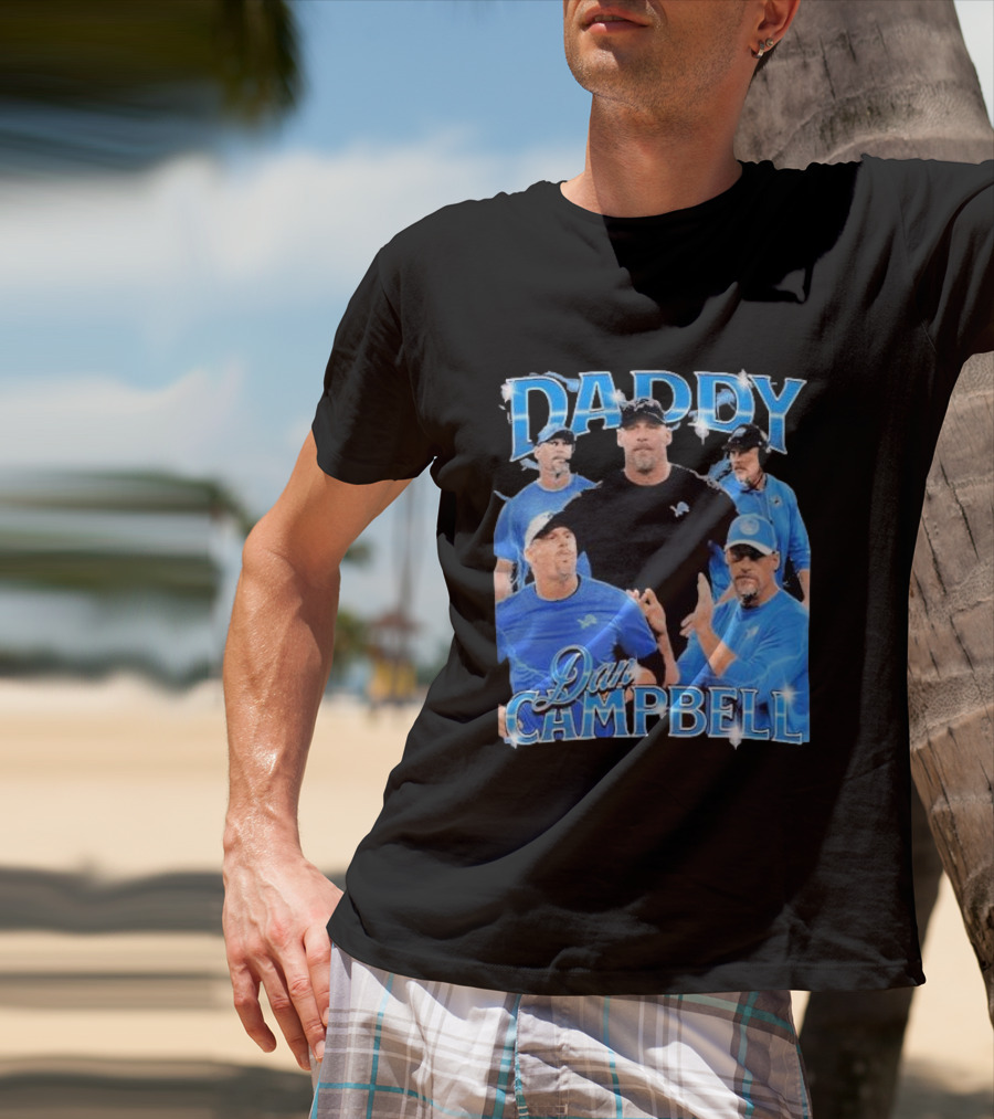 Daddy Dan Campbell Detroit Lions Football Coach Collage T-Shirt