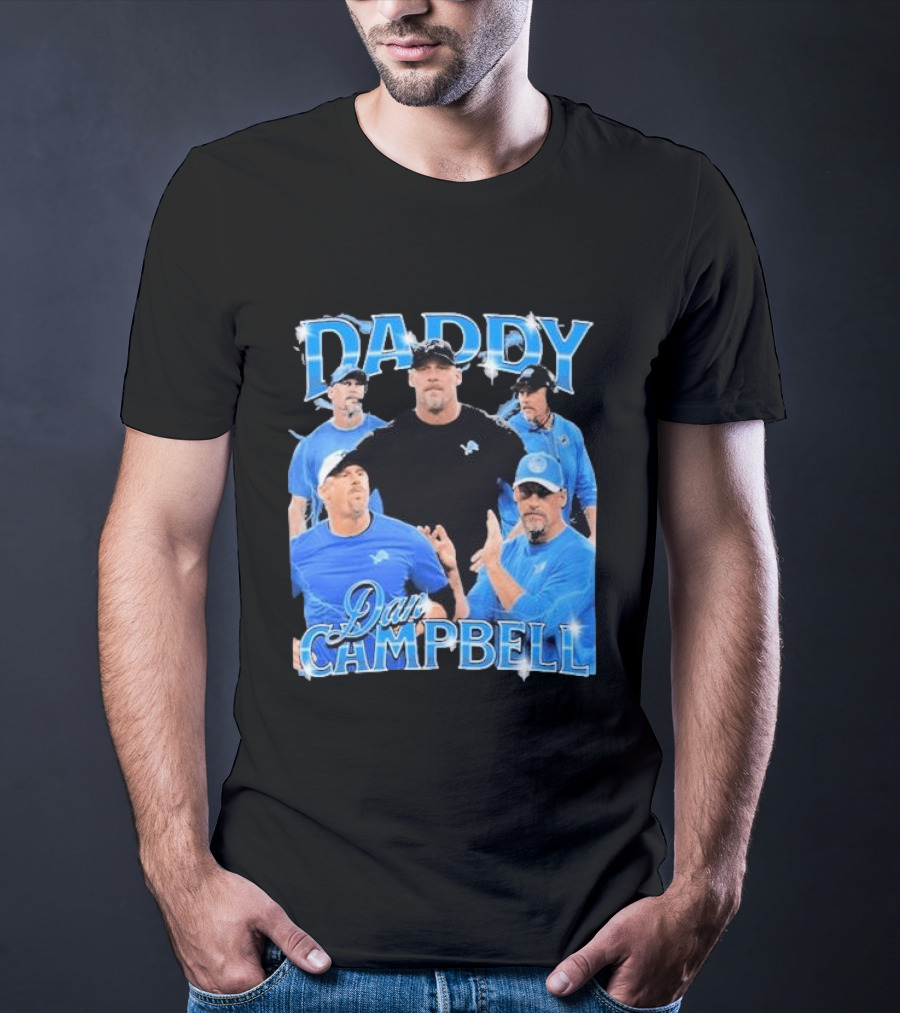 Daddy Dan Campbell Detroit Lions Football Coach Collage T-Shirt