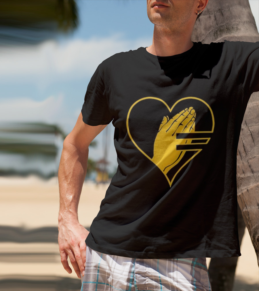 God Is Love Heart Praying Hands Yellow Equality T-Shirt