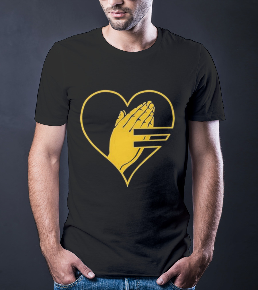 God Is Love Heart Praying Hands Yellow Equality T-Shirt
