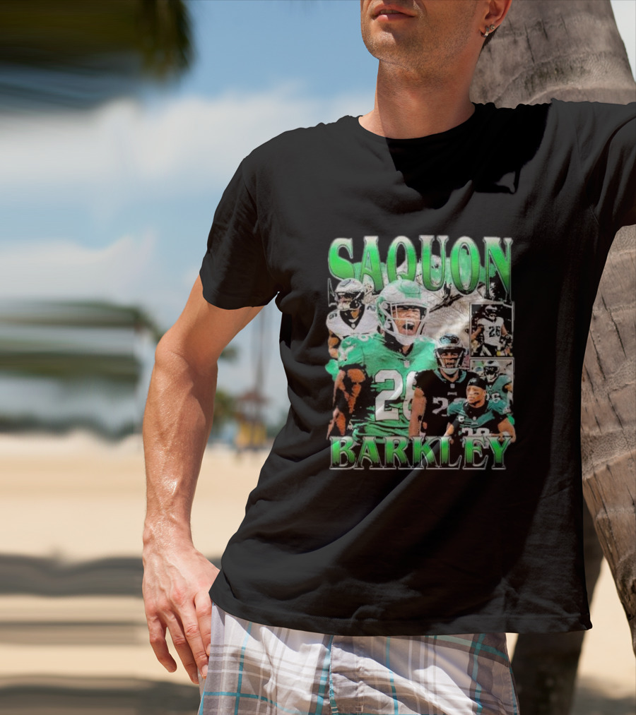SAQUON BARKLEY Players In Green And Black Jersey Collage T-Shirt
