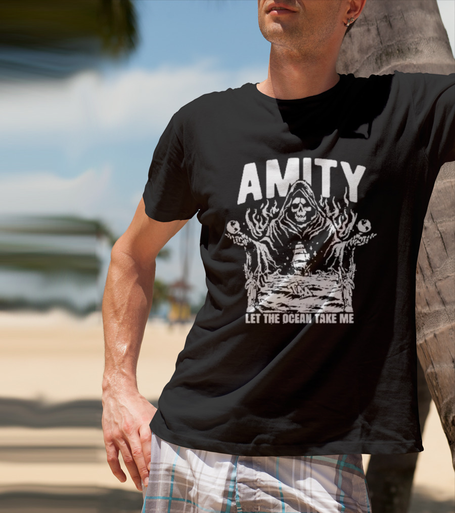 AMITY Let The Ocean Take Me Grim Reaper Ship Skull T-Shirt