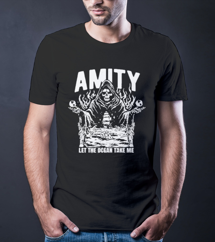 AMITY Let The Ocean Take Me Grim Reaper Ship Skull T-Shirt