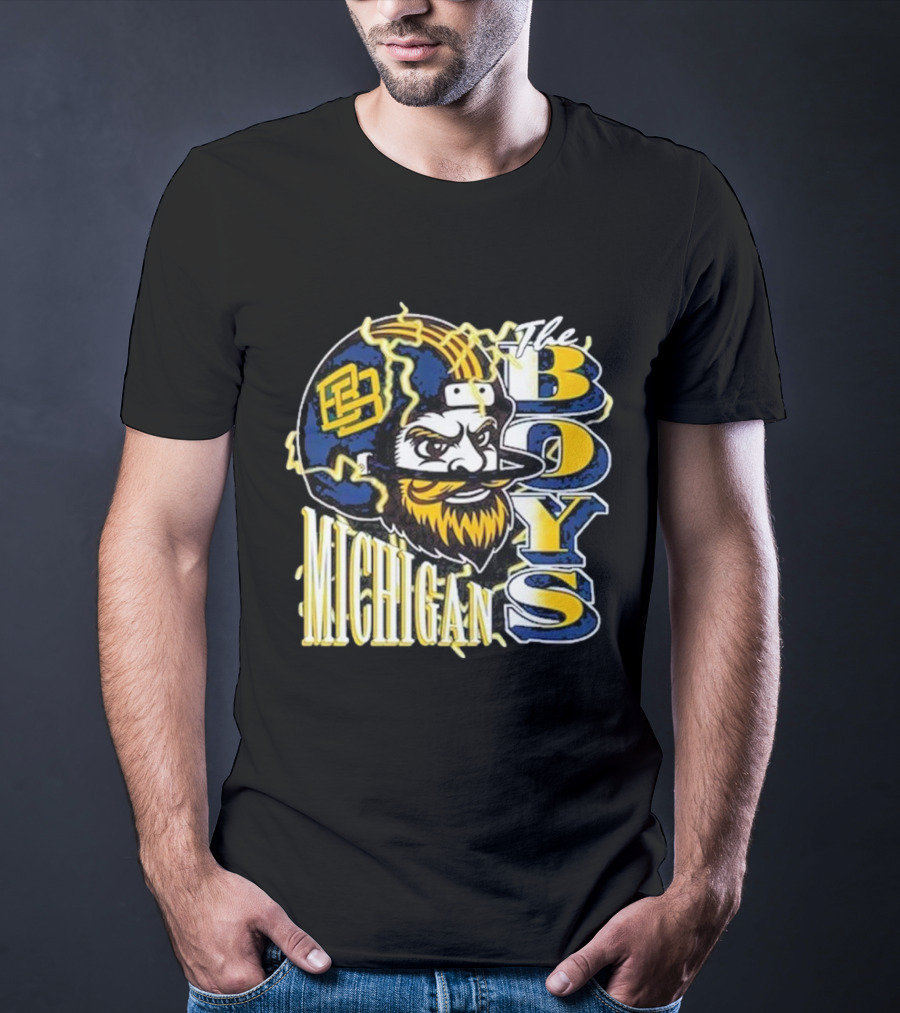 Michigan Lightning The Boys Football Helmet T-Shirt