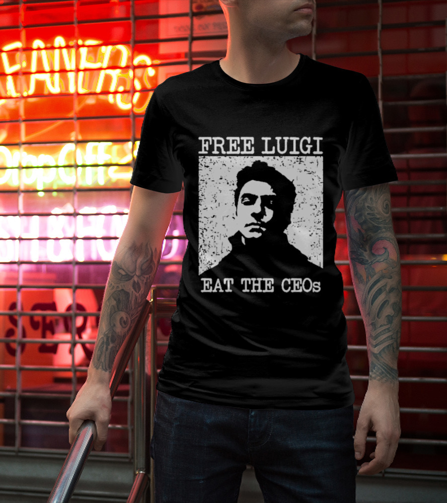 Free Luigi Eat The CEOs Stencil T-Shirt