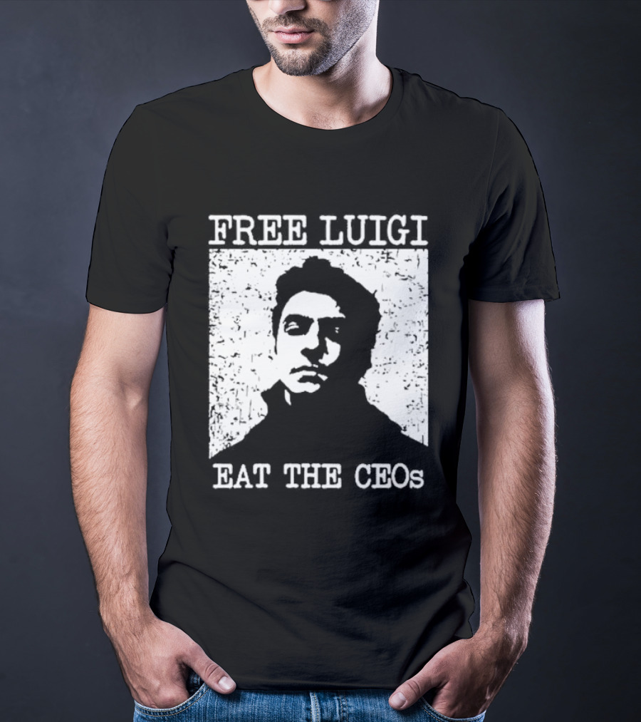 Free Luigi Eat The CEOs Stencil T-Shirt