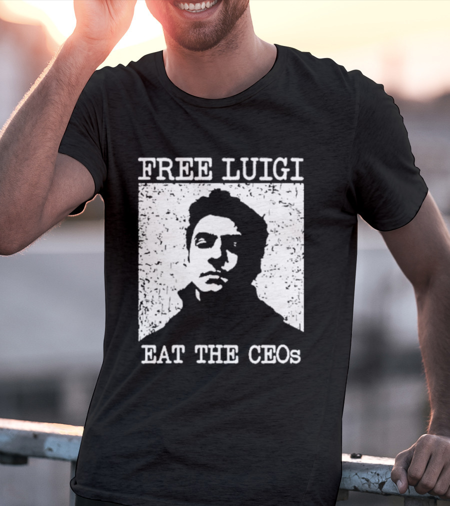 Free Luigi Eat The CEOs Stencil T-Shirt