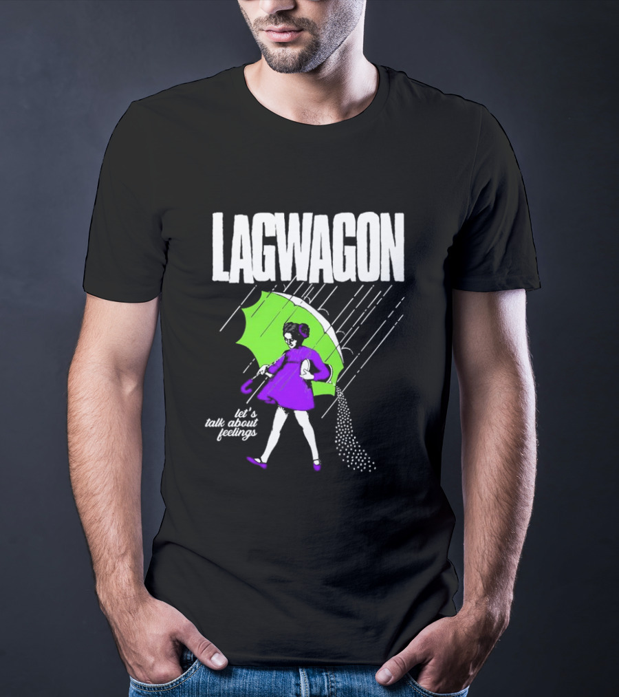 Lagwagon Let’s Talk About Feelings Green Umbrella Rain Girl Salty T-Shirt