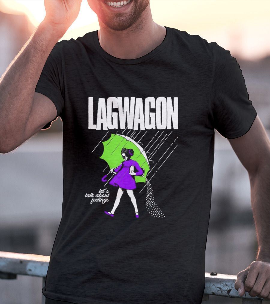 Lagwagon Let’s Talk About Feelings Green Umbrella Rain Girl Salty T-Shirt