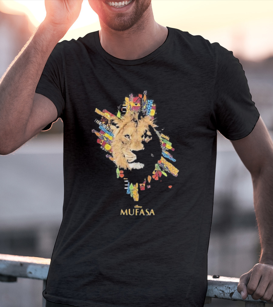 Disney Mufasa Legacy Of The Pride Lands Vibrant Tribal Lion Face T-Shirt