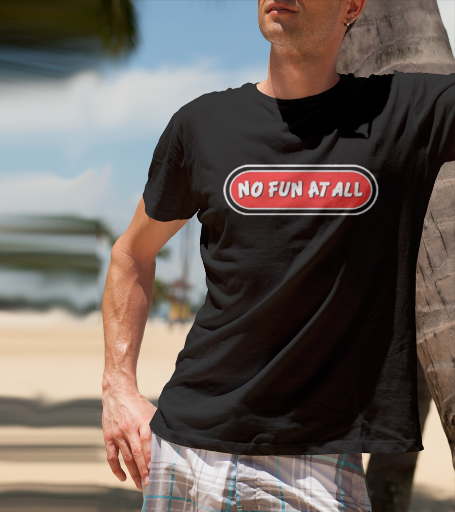 No Fun At All Classic Logo Red Oval Text T-Shirt
