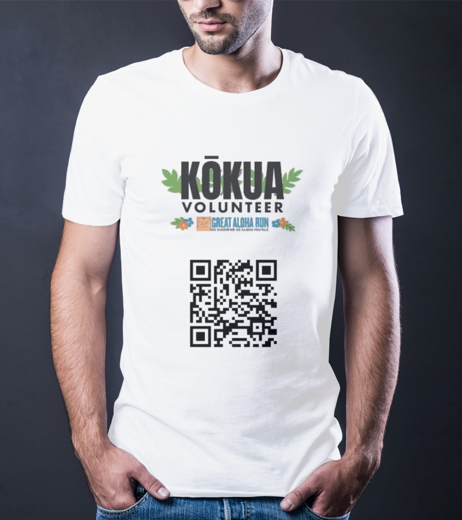 Kokua Volunteer Great Aloha Run Ke Kukinii Me Ke Aloha Pau Ole QR Code T-Shirt