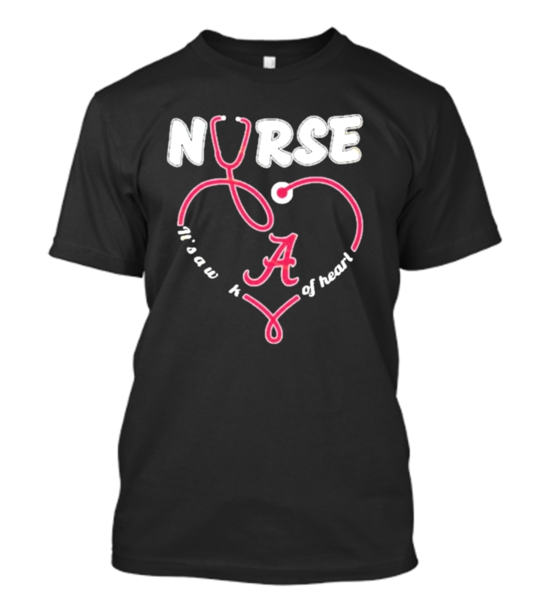 Alabama Crimson Tide Nurse Stethoscope A Work Of Heart T-Shirt