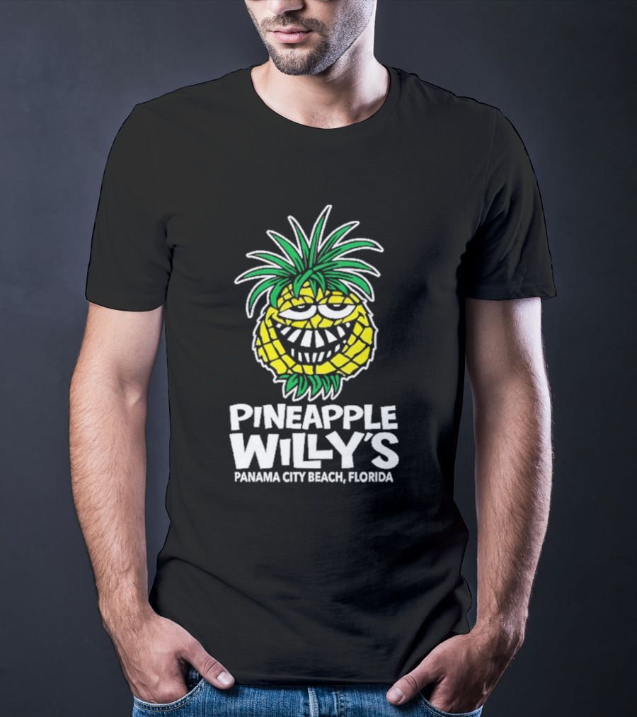 Pineapple Willy's Panama City Beach Florida Smiling Pineapple Face T-Shirt
