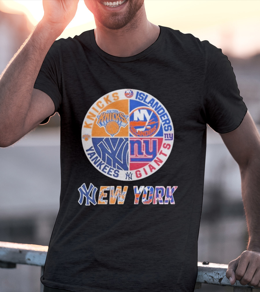 New York Knicks Islanders Yankees Giants Sports Fan Collection T-Shirt