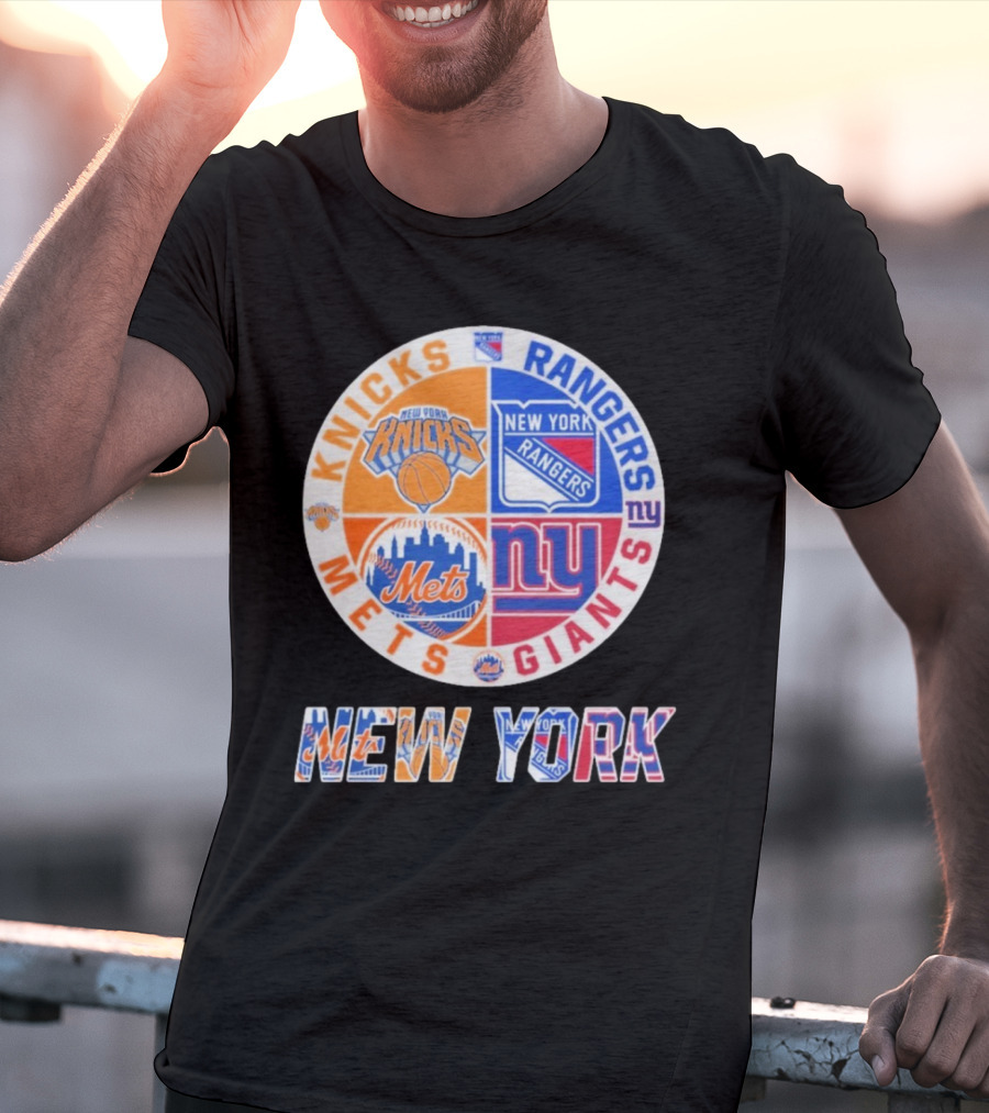 New York Knicks Rangers Mets Giants Mashup T-Shirt