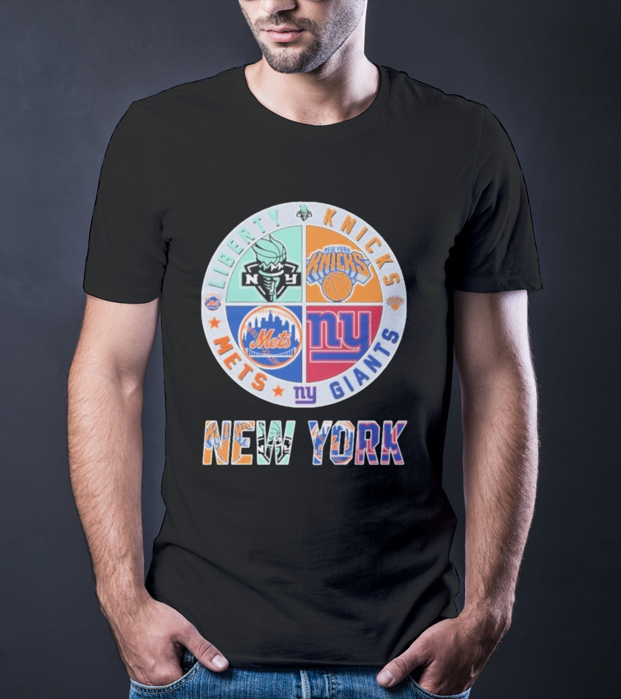 New York Liberty Knicks Mets Giants Yankees T-Shirt