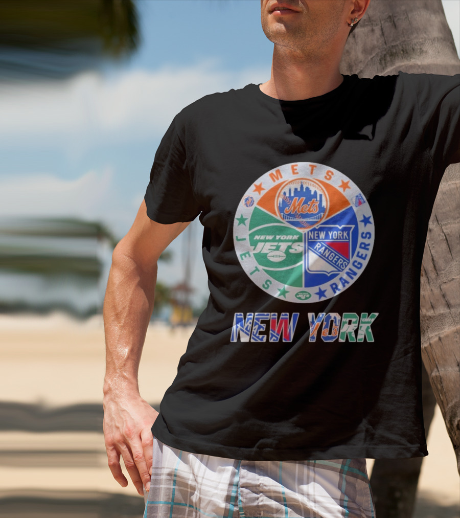 New York Mets Jets Rangers Logo Collaboration T-Shirt