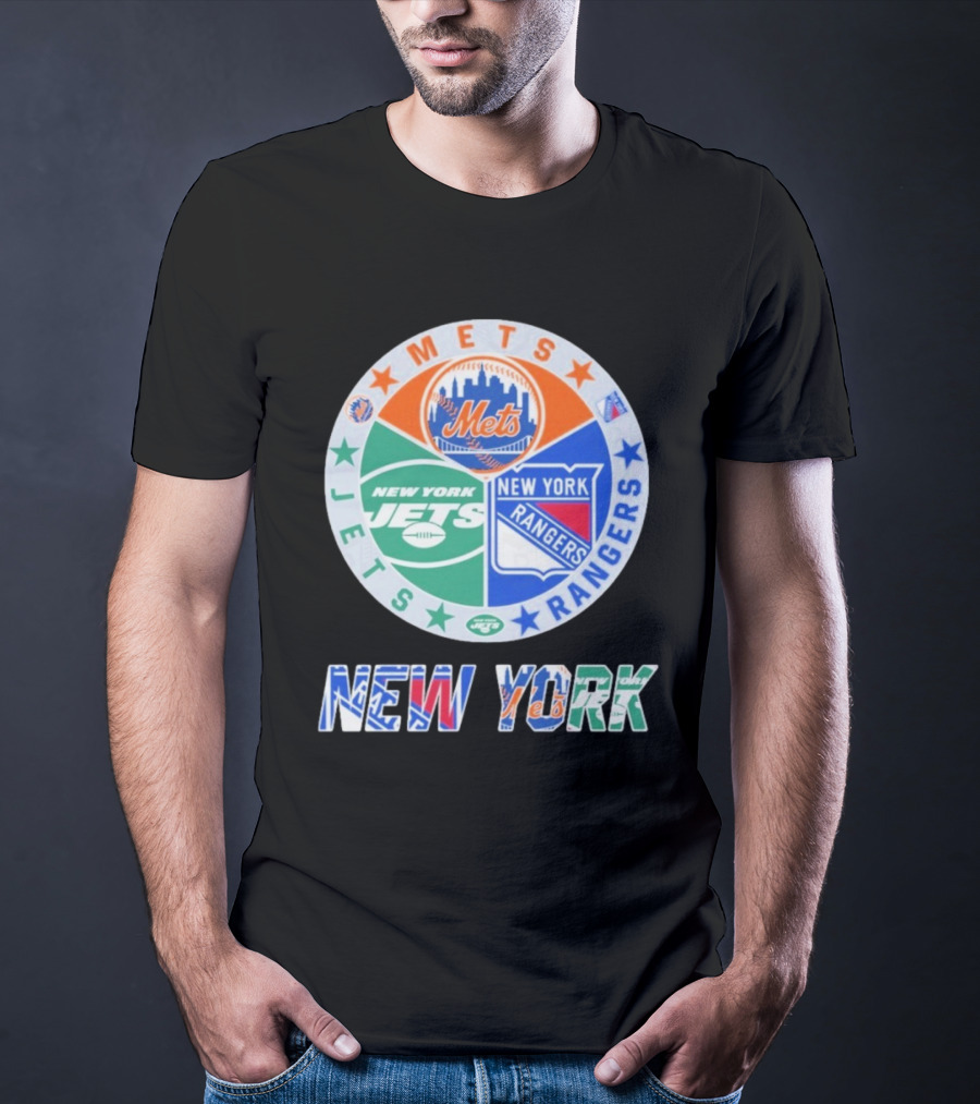 New York Mets Jets Rangers Logo Collaboration T-Shirt