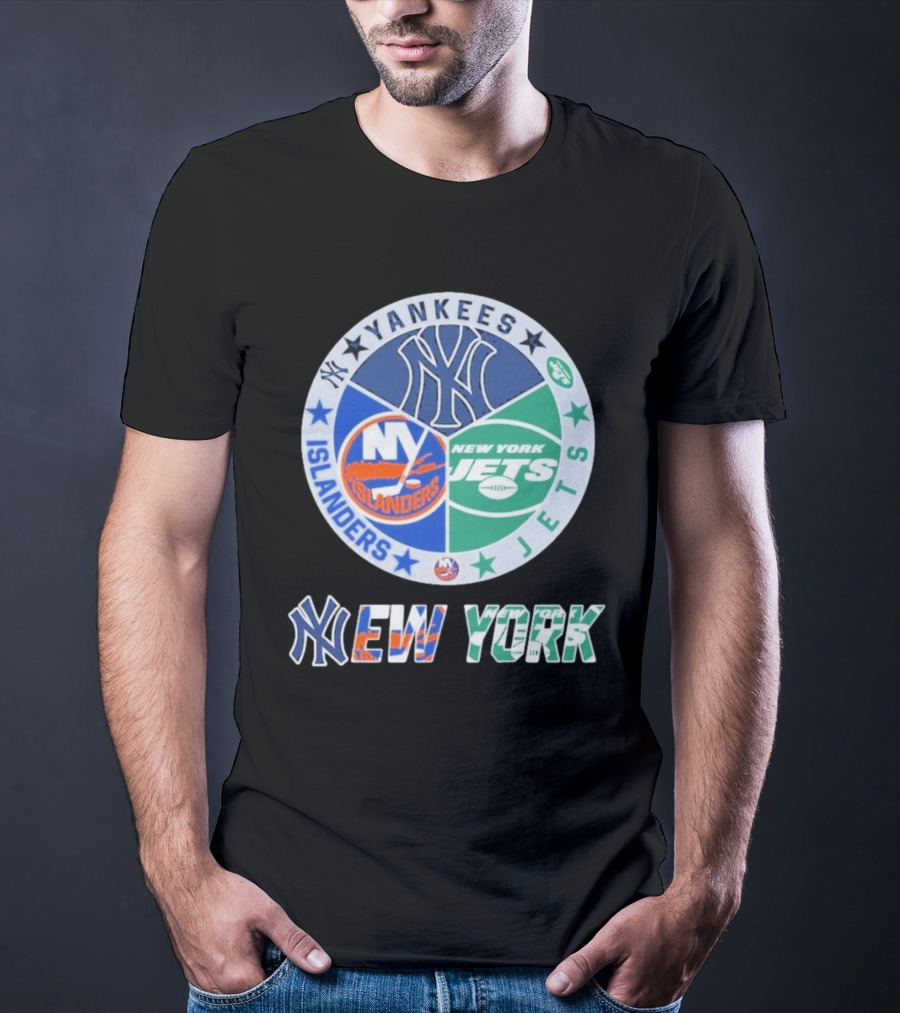 Yankees Islanders Jets New York Yankees X New York Jets X New York Islanders T-Shirt